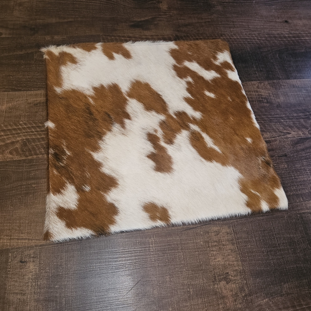 Brown and White Cowhide Throw Pillow Cover - Rustic Home Accent
